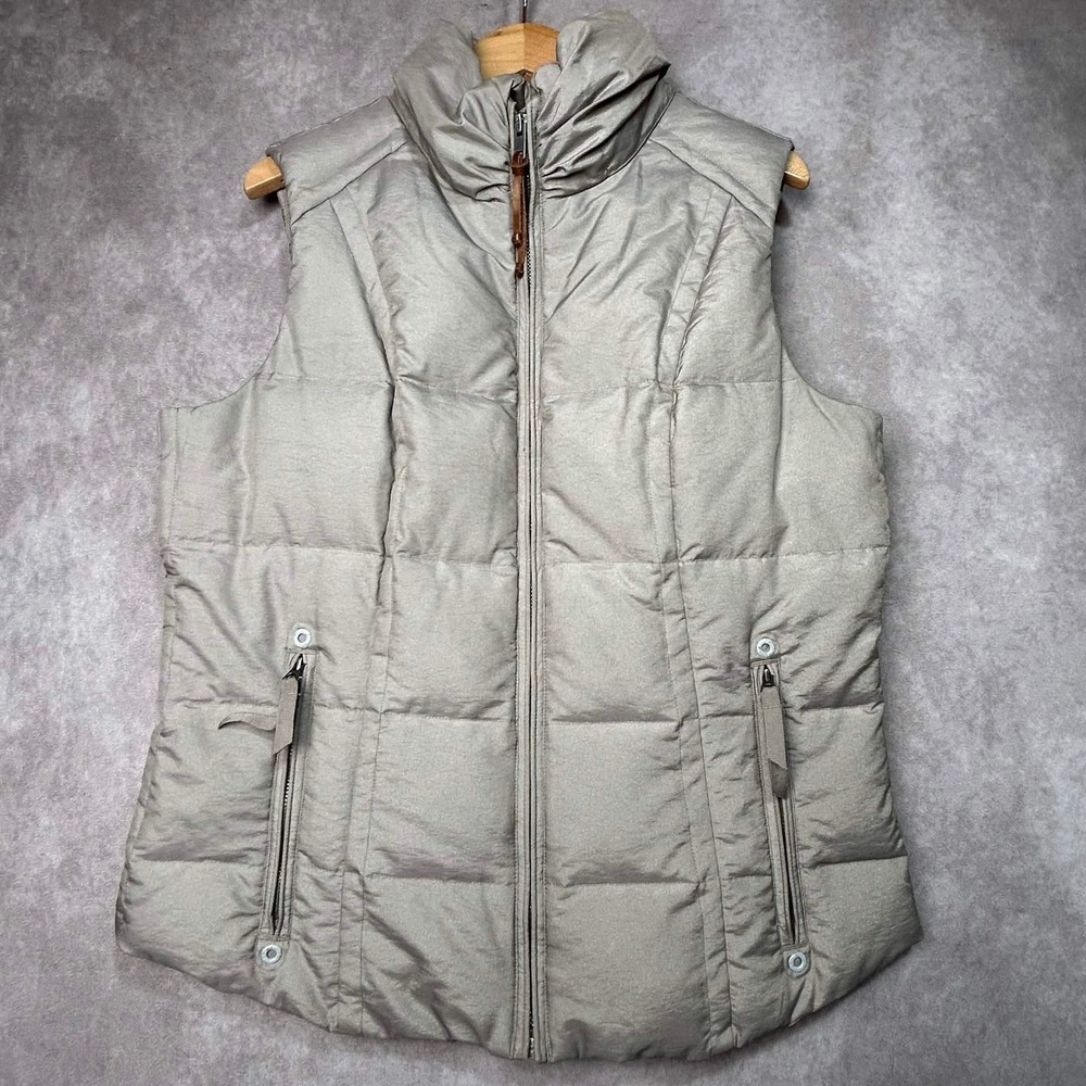 Eddie Bauer Yukon EB550 Vest Womens Medium Beige Quilted Puffer Full Zip